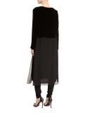 Washable Velvet Long-Sleeve Duster Dress