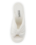 Bow Wedge 110mm Slide Sandal, Ivory