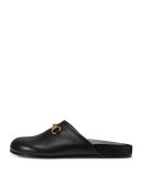 Horsebit Leather Slipper, Black