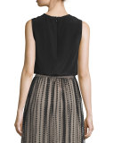 Sleeveless Ruffle-Front Blouse, Black