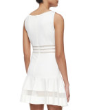 Tessa Sleeveless Mesh-Striped Flounce Dress