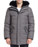 Edward-BC Lux Down Jacket w/Fur-Lined Hood, Slate