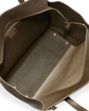 Amy Large Gancio Leather Shopper Tote Bag, Forest 