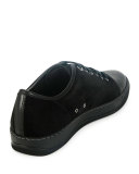 Men's Cap-Toe Leather Low-Top Sneaker, Black