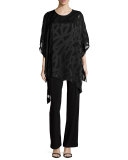 Satin-Back Crepe Slim Pants, Black 