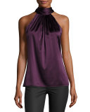 Paige Halter-Neck Top, Merlot