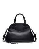 Trapeze Leather Satchel Bag, Black