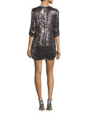 Petra 3/4-Sleeve Sequined Shift Dress
