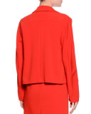 Notch-Collar Open-Front Jacket, Red