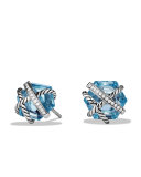 Cable Wrap Earrings with Blue Topaz and Diamonds