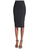 Hexagon Fitted Pencil Skirt, Black