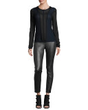 Josephine Leather Combo Leggings, Black