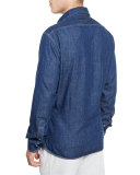 Flannel Wool-Blend Shirt Jacket, Navy
