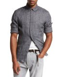 Linen Leisure Sport Shirt, Charcoal