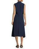 Casside Sleeveless Jacquard Midi Dress, Blue