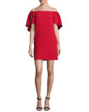 Zeal Crepe Off-the-Shoulder Mini Dress, Ruby