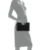 Rockstud Turquoise Medium Flap Clutch Bag, Black