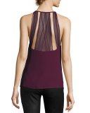 Mirage Sleeveless Strappy Silk Tank, Fig