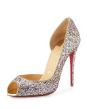 Demi You Glittered Red Sole Pump, Rosette Gold
