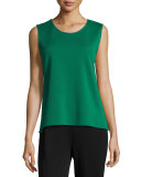 Sleeveless Wool Long Tank, Emerald