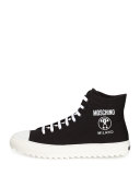 Double Question Mark High-Top Sneaker, Black