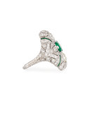 Estate Art Deco Diamond & Emerald Ring, Size 6.25