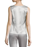 Liquid Satin Scoop-Neck Tank, Platinum