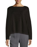 Long-Sleeve Slub Grid Box Top 