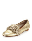 Wild Metallic Fringe Loafer, Light Gold