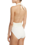 Pearl Goddess Halter One-Piece Swimsuit