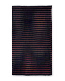 Rowing Striped Scarf with Fringed Edges, Navy