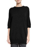 Slouchy Half-Sleeve Cashmere Sweater