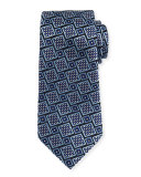 Basketweave Geometric Tie, Navy