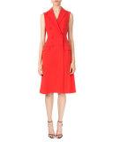 Sleeveless Double-Breasted Dress, Poppy Red