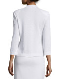 Textured 3/4-Sleeve Two-Button Jacket, White,  Petite
