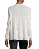 Salim Laced-Sleeve Linen Tee, Cloudy White