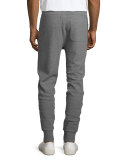 Brushed-Back Jogger Pants, Ash Melange