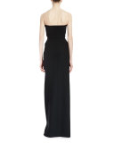 Strapless Twist-Front Column Gown, Black