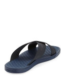 Webbed Crisscross Logo Sandal, Blue