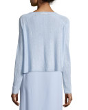 Long-Sleeve Organic Linen Short Top