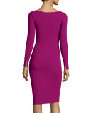 Terrie Long-Sleeve Cutout Jersey Dress, Vinaccia