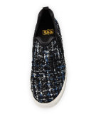 Joy Tweed Platform Skate Sneaker, Black/Blue