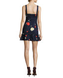 Babylon Ruffle-Hem Dress, Blue Pattern