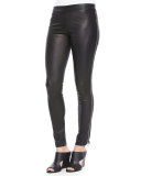 Side-Zip Leather Leggings