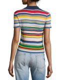 Martha Striped Ruffle-Trim Polo Shirt, Multicolor
