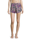 Retro Printed Sport Shorts, Tropical Rainforest