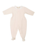 Long-Sleeve Collared Velour Footie Pajamas, Pink, Size 1-6 Months