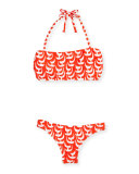 Sailboat Bandeau Halter Bikini, Red/White, Size 4-7
