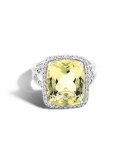 Faceted Lemon Quartz & Pavé Diamond Ring, 0.3 tdcw