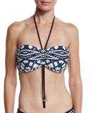 Modern Tribe Bandeau Swim Top, Blue/White, Available in Extended Cup Sizes
